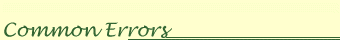 Common Errors
